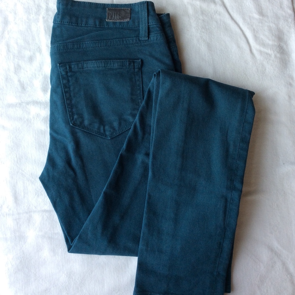 Paige Skyline Skinny Jeans, Teal, Size 25